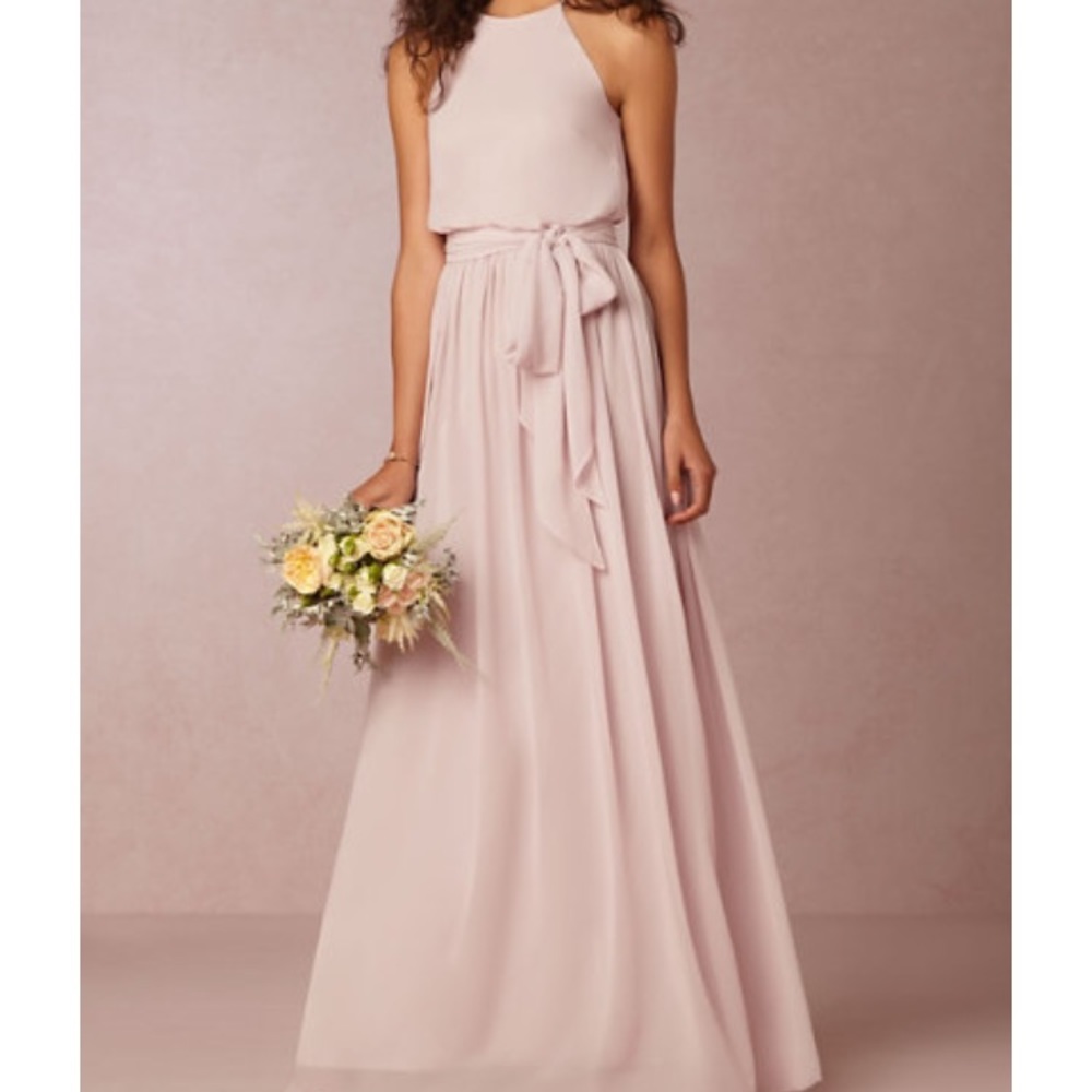 Pale pink bridesmaid dress from Anthropology